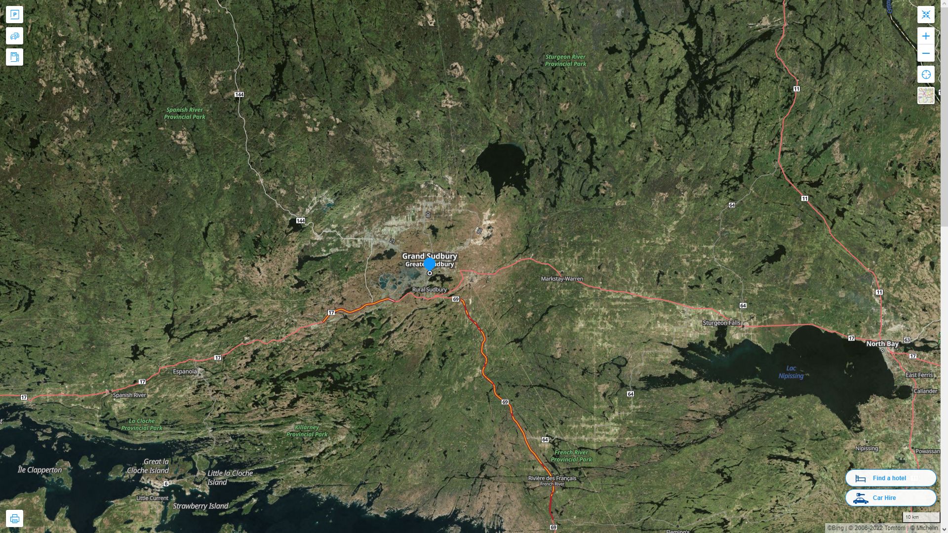Sudbury Highway and Road Map with Satellite View